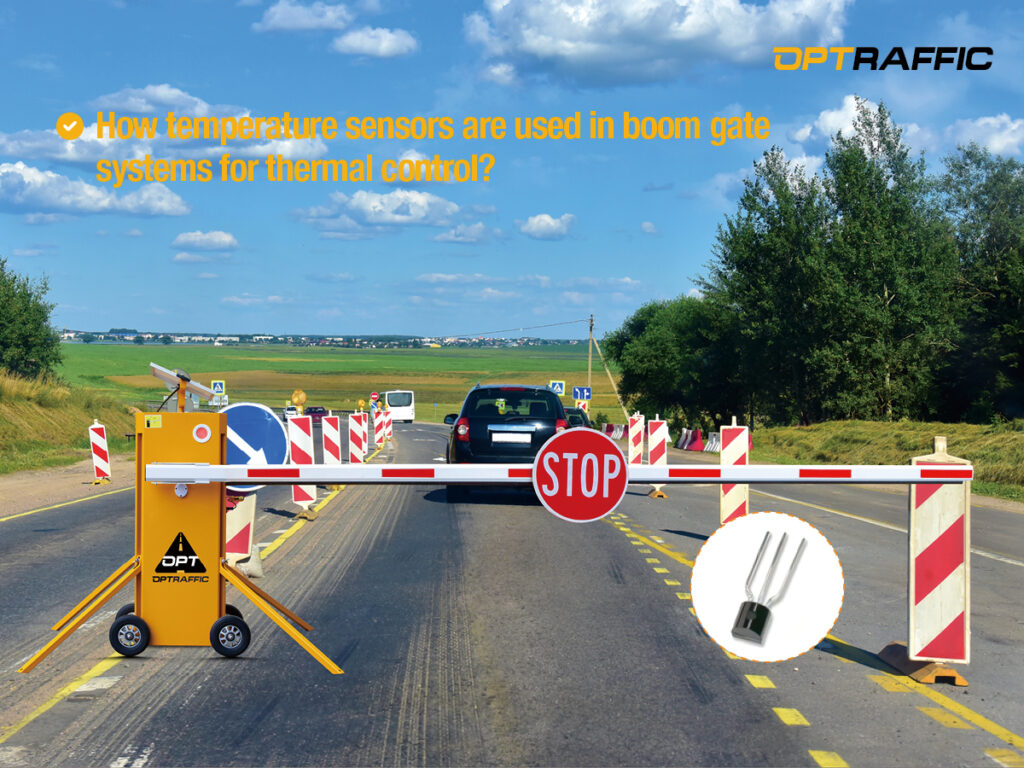 How temperature sensors are used in boom gate systems for thermal control?