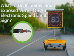 What to do if teams find exposed wires on an electronic speed limit sign?