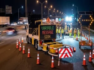 TMA Message Board for Night Work Zones Reducing Driver Reaction Time and Glare