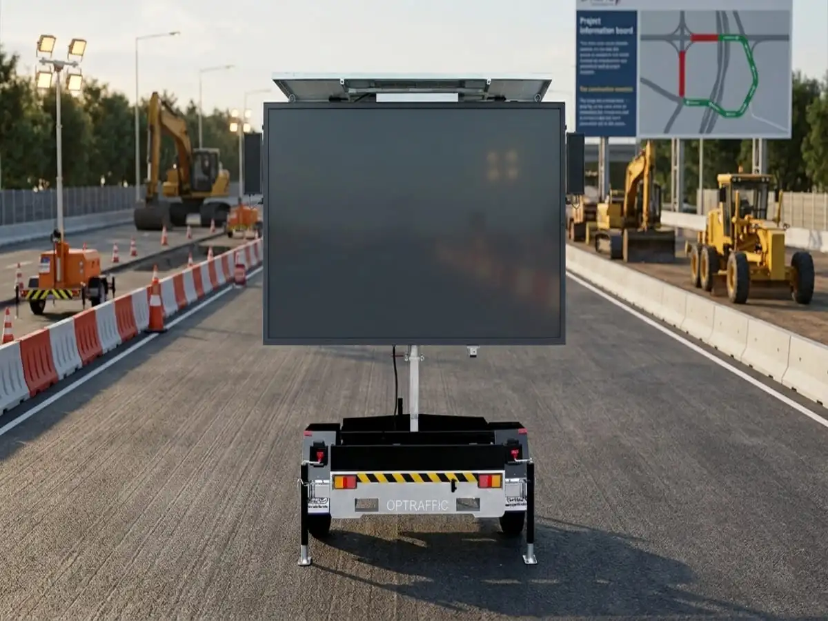 full-color message sign diversion map for roadworks